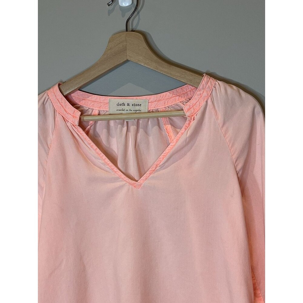 Anthropologie Cloth and Stone Women’s XS blouse top V Neck Long Sleeves Pink - Picture 8 of 8